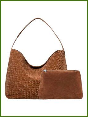 Woven Suede Tote Bag Large Hobo Crossbody Shoulder Slouchy Handbag